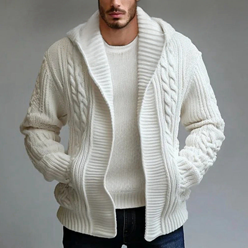 European And American Mens Twisted-knit Cardigan Sweater