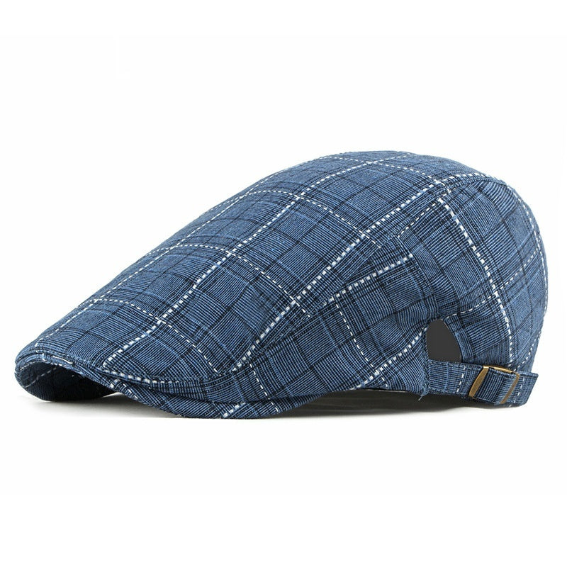 Mens Retro British Gingham Peaked Cap