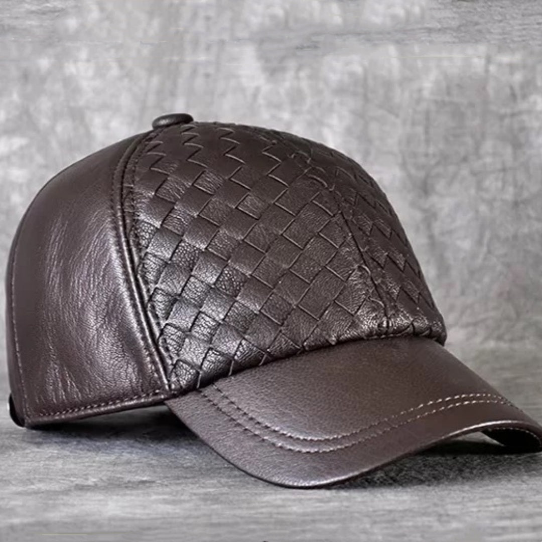 New Mens Genuine Leather Winter Hat Goat-skin Baseball Cap